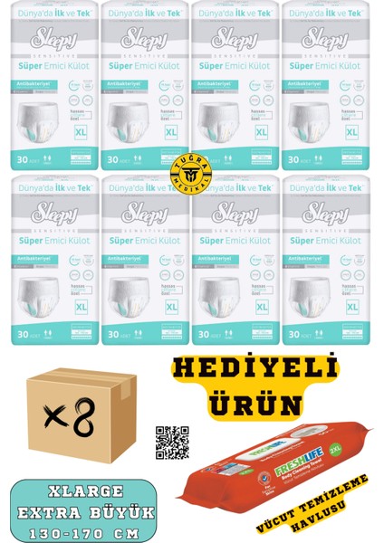 Külotlu Hasta Bezi Xlarge Beden 240 Adet (8paket) (Hediyeli) fiyatları