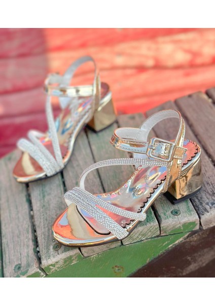 Taşlı Çocuk Topuklu Ayakkabı