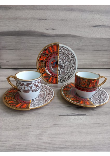 4 Parça 2 Kişilik Porselen Türk Kahvesi Fincan Takımı Wns Serisi