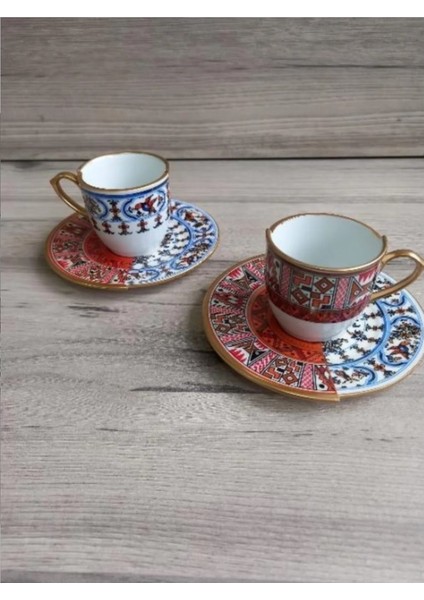 4 Parça 2 Kişilik Porselen Türk Kahvesi Fincan Takımı Nr Serisi