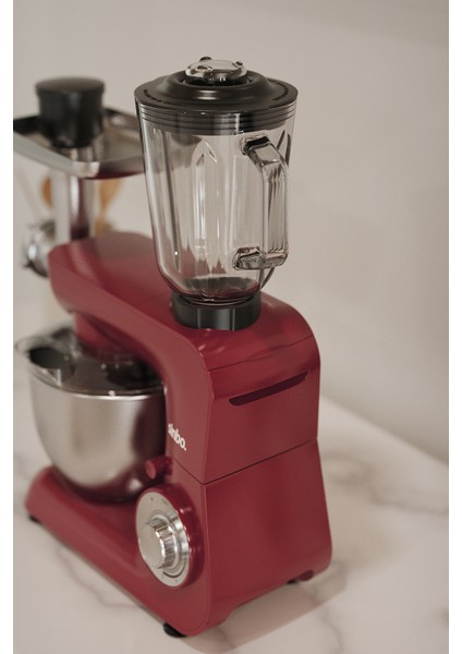 SMX-2775 Çok Amaçlı 3ın1 Mutfak Şefi Hamur Yoğurma Kıyma Makinesi Blender 1500W Kırmızı