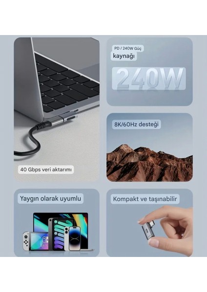 240W 8K 40 Gbps Çevirici Dönüştürücü Adaptör Ce Lisanslı Orjinal Son Nesil Teknoloji