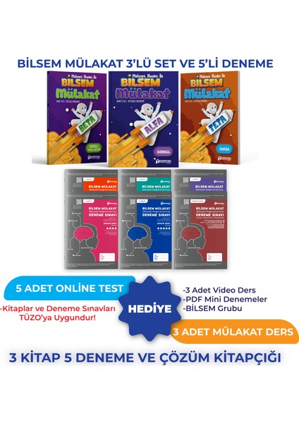 Tüm Sınıflar Için Bilsem Mülakat 3'lü Set ve 5'li Deneme