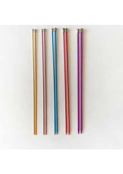 Örgü Şiş Seti Renkli Alüminyum 35 cm ( 5 Adet ) | 2,5 - 3 - 3,5 - 4,5 - 5