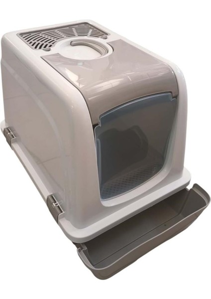 Kapalı Kedi Tuvaleti Orta Çekmeceli 57*40*47H cm BEJ