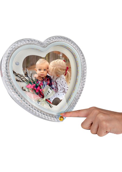 Kristal Çiçekli Kalpli Ledli Fotoğraf Çerçevesi modelleri