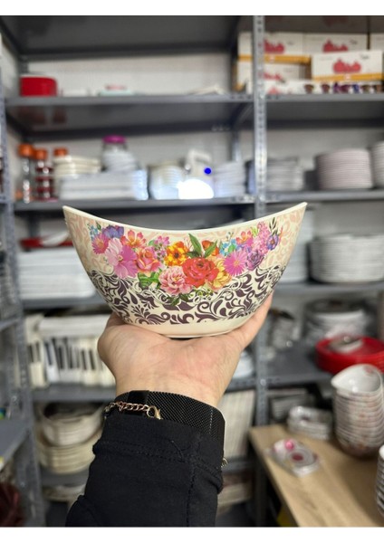 Kırmızı Çiçek Motifli Melamin Kulplu Şekerlik Sunumluk