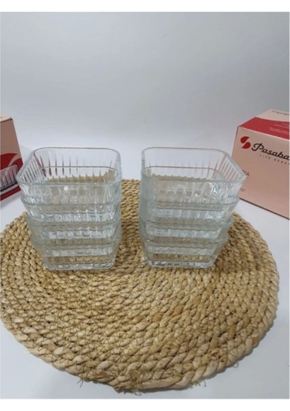 Turuncu Damla Desenli 8'li Cam Kase, 225 Cc, Kutulu, Şık ve Kullanışlı Set