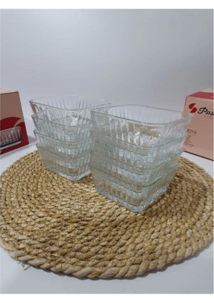 Turuncu Damla Desenli 8'li Cam Kase, 225 Cc, Kutulu, Şık ve Kullanışlı Set modelleri