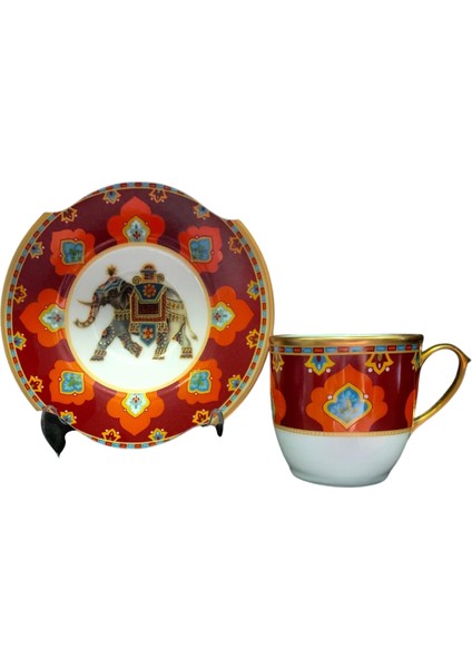 4 Parça 2 Kişilik Porselen Türk Kahvesi Fincan Takımı Elf Serisi