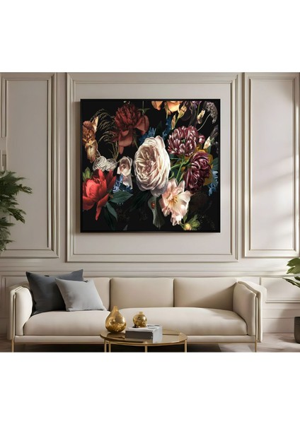 |metal Çerçeveli Kanvas Tablo Çok Renkli Çiçekli Model 03 |ckkare