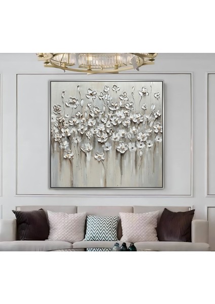 |metal Çerçeveli Kanvas Tablo Soft Renk Çiçekler Modeli |ckkare modelleri