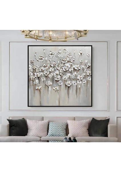 |metal Çerçeveli Kanvas Tablo Çiçek Soyut Modeli 05 |ckkare modelleri