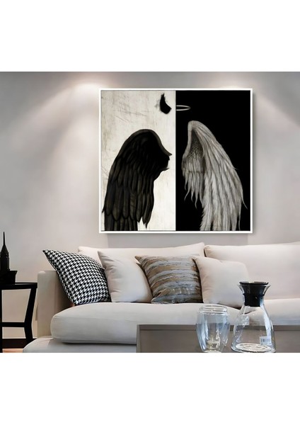 |metal Çerçeveli Kanvas Tablo Gold Siyah Beyaz Kanatlar Modeli |ckkare fiyatları