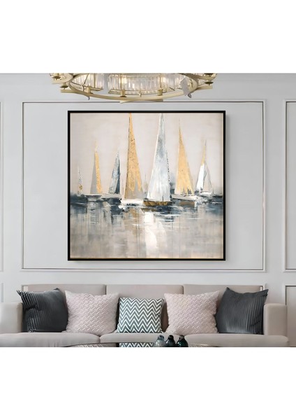 |metal Çerçeveli Kanvas Tablo Lacivert Yelkenli Model |ckkare modelleri
