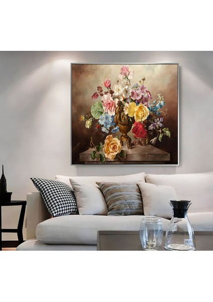 |metal Çerçeveli Kanvas Tablo Çok Renkli Çiçekli Model 01 |ckkare fiyatları