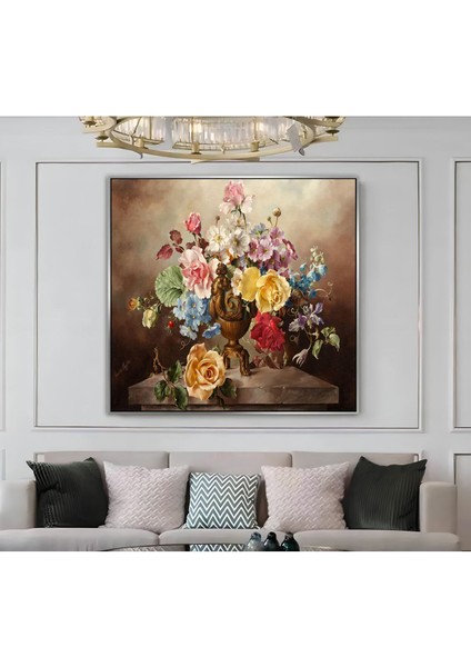 |metal Çerçeveli Kanvas Tablo Çok Renkli Çiçekli Model 01 |ckkare modelleri