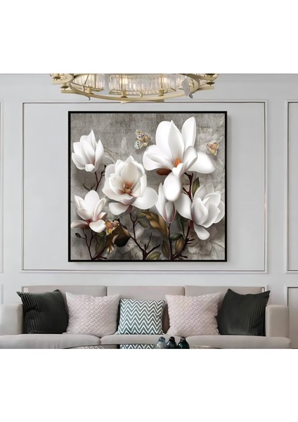 |metal Çerçeveli Kanvas Tablo Soft Dijital Çiçek Desen |ckkare modelleri