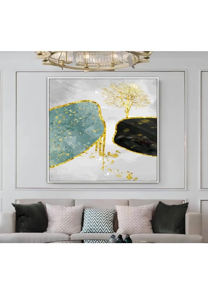 |metal Çerçeveli Kanvas Tablo Soyut Ağaç Modeli |ckkare modelleri
