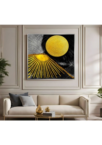 |metal Çerçeveli Kanvas Tablo Siyah Gold Etnik Desen 01 |ckkare