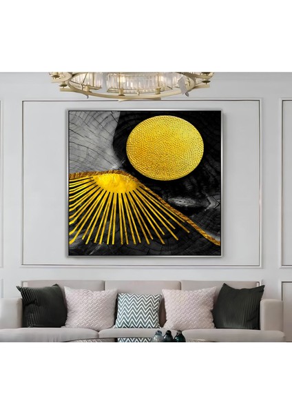 |metal Çerçeveli Kanvas Tablo Siyah Gold Etnik Desen 01 |ckkare modelleri