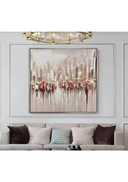 |metal Çerçeveli Kanvas Tablo Kahverenk Soyut Desen |ckkare