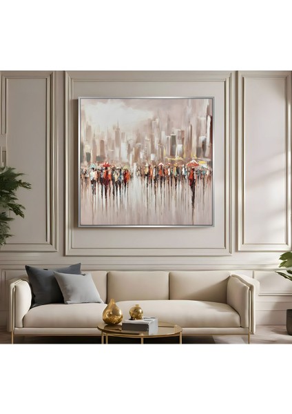 |metal Çerçeveli Kanvas Tablo Kahverenk Soyut Desen |ckkare fiyatları