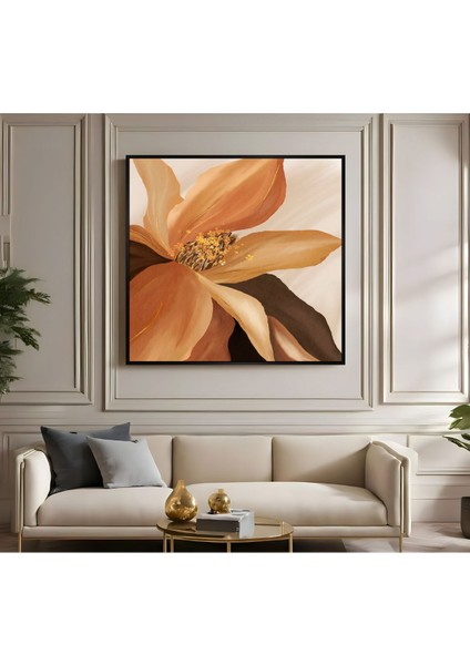 |metal Çerçeveli Kanvas Tablo Turuncu Çiçek Desen |ckkare fiyatları