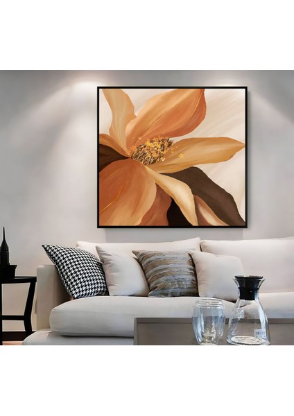 |metal Çerçeveli Kanvas Tablo Turuncu Çiçek Desen |ckkare modelleri