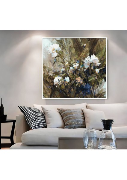 |metal Çerçeveli Kanvas Tablo Yeşil Renkler Çiçek Modeli |ckkare modelleri