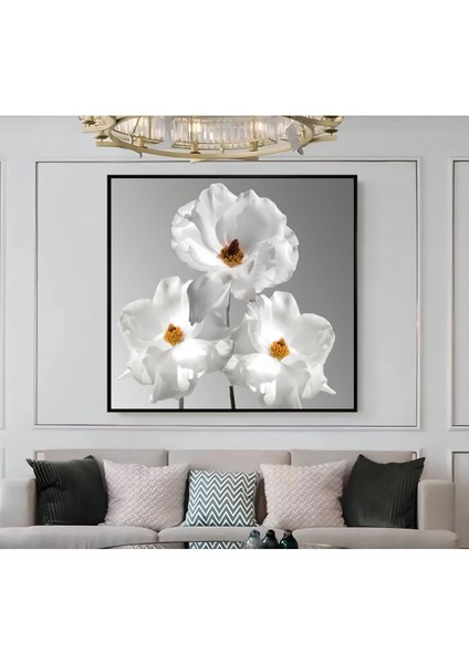 |metal Çerçeveli Kanvas Tablo Sevilen Beyaz Çiçek Modeli |ckkare