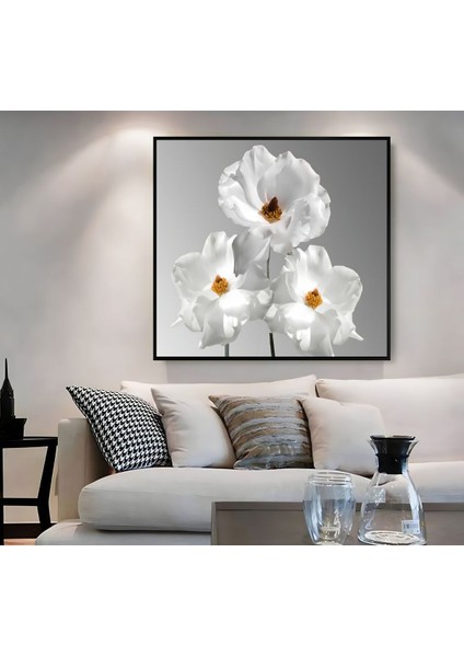 |metal Çerçeveli Kanvas Tablo Sevilen Beyaz Çiçek Modeli |ckkare modelleri