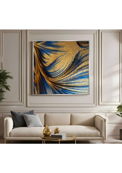 |metal Çerçeveli Kanvas Tablo Lacivert-Gold Soyut Deseni |ckkare fiyatları