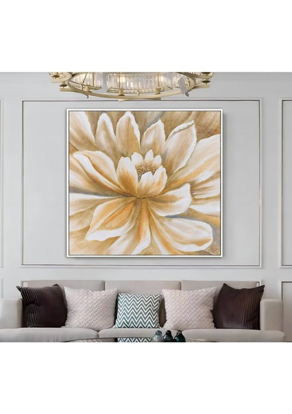 |metal Çerçeveli Kanvas Tablo Soft Turuncu Çiçek Desen |ckkare