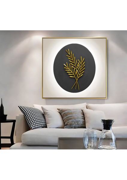 |metal Çerçeveli Kanvas Tablo Gold Buğday Yaprak Deseni |ckkare modelleri