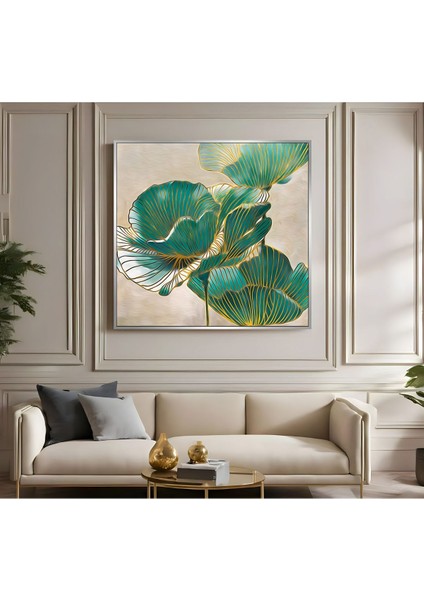 |metal Çerçeveli Kanvas Tablo Yeşil Çiçek Desen |ckkare fiyatları