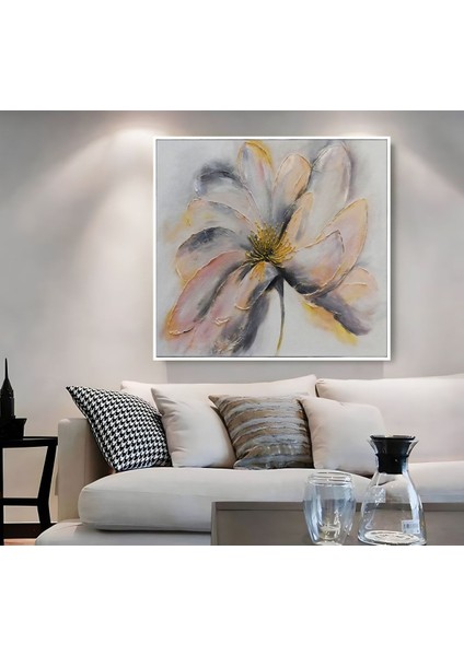 |metal Çerçeveli Kanvas Tablo Soft Renk Çiçek Modeli |ckkare