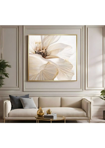 |metal Çerçeveli Kanvas Tablo Krem Çiçek Modeli 02 |ckkare fiyatları