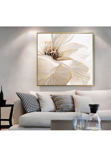 |metal Çerçeveli Kanvas Tablo Krem Çiçek Modeli 02 |ckkare modelleri