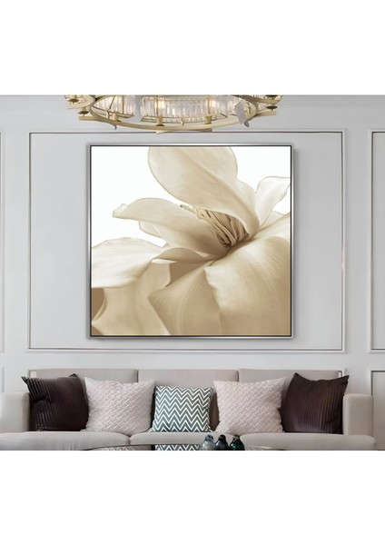 |metal Çerçeveli Kanvas Tablo Krem Çiçek Modeli |ckkare