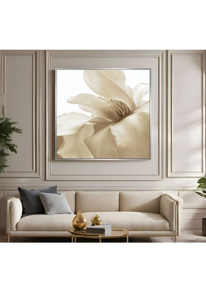 |metal Çerçeveli Kanvas Tablo Krem Çiçek Modeli |ckkare fiyatları