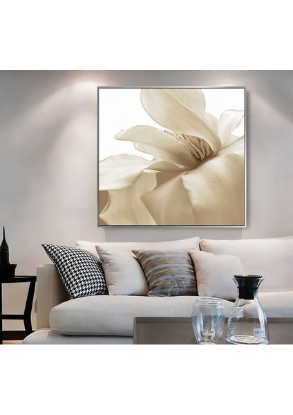 |metal Çerçeveli Kanvas Tablo Krem Çiçek Modeli |ckkare modelleri