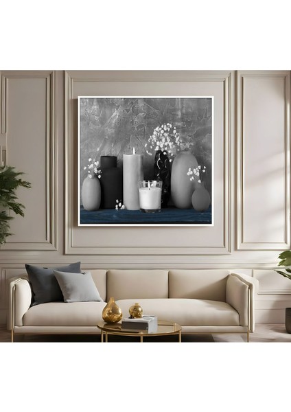 |metal Çerçeveli Kanvas Tablo Mum Dekor Deseni |ckkare fiyatları