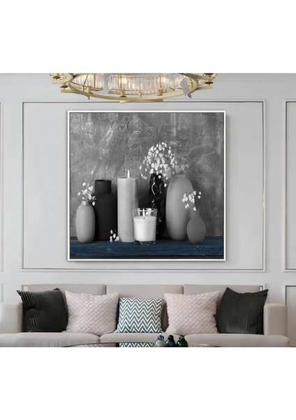 |metal Çerçeveli Kanvas Tablo Mum Dekor Deseni |ckkare modelleri