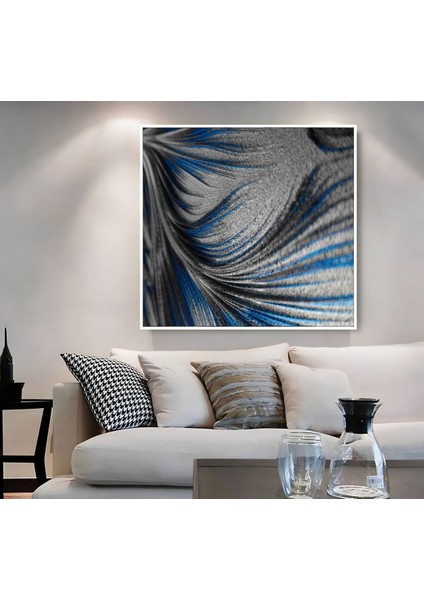|metal Çerçeveli Kanvas Tablo Lacivert Gümüş Soyut Modeli 02 |ckkare