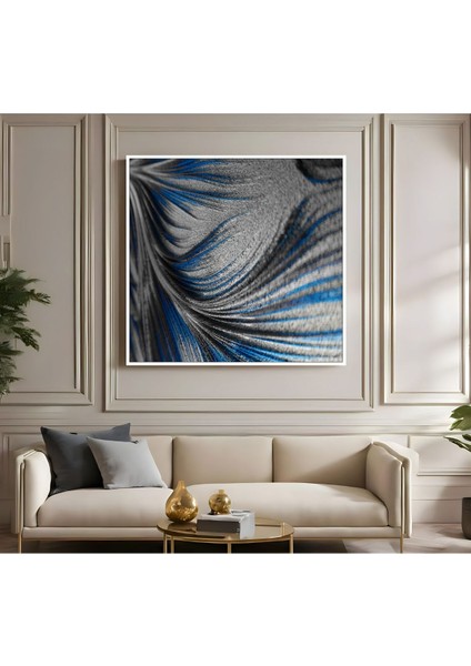 |metal Çerçeveli Kanvas Tablo Lacivert Gümüş Soyut Modeli 02 |ckkare fiyatları