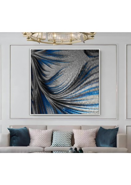|metal Çerçeveli Kanvas Tablo Lacivert Gümüş Soyut Modeli 02 |ckkare modelleri