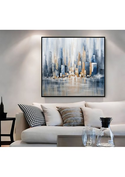 |metal Çerçeveli Kanvas Tablo Soyut Şehir Modeli |ckkare