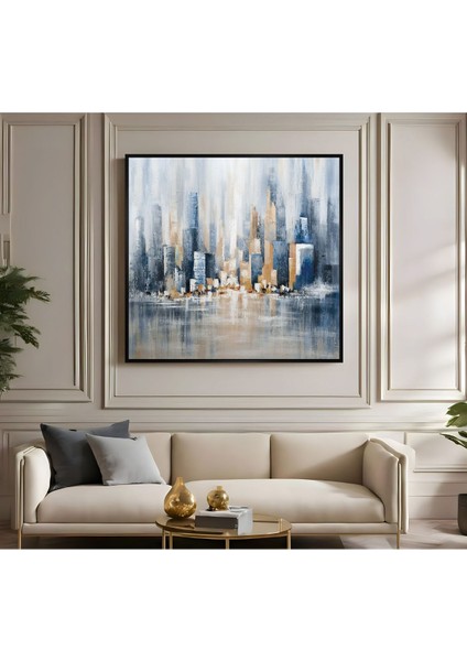 |metal Çerçeveli Kanvas Tablo Soyut Şehir Modeli |ckkare fiyatları