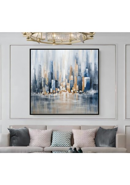|metal Çerçeveli Kanvas Tablo Soyut Şehir Modeli |ckkare modelleri